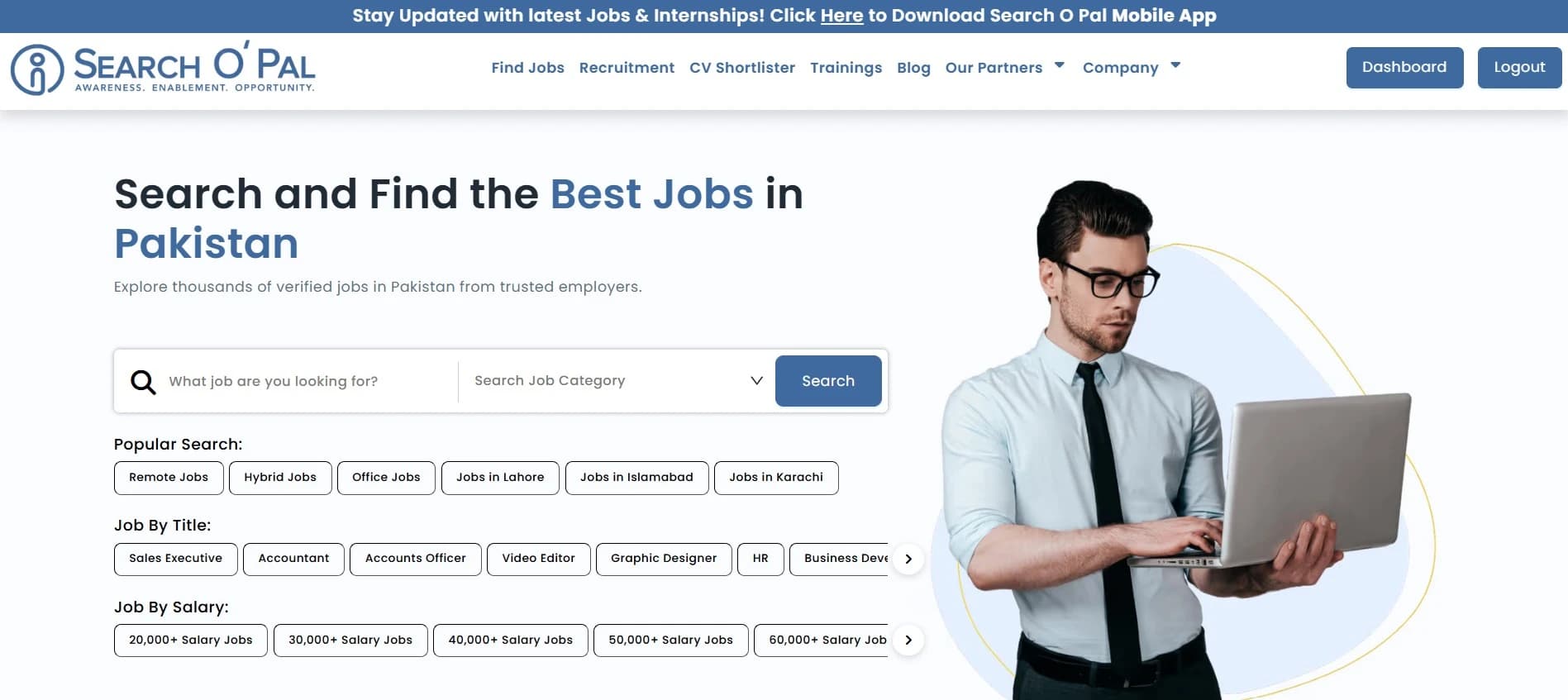 Search O Pal hiring support dashboard